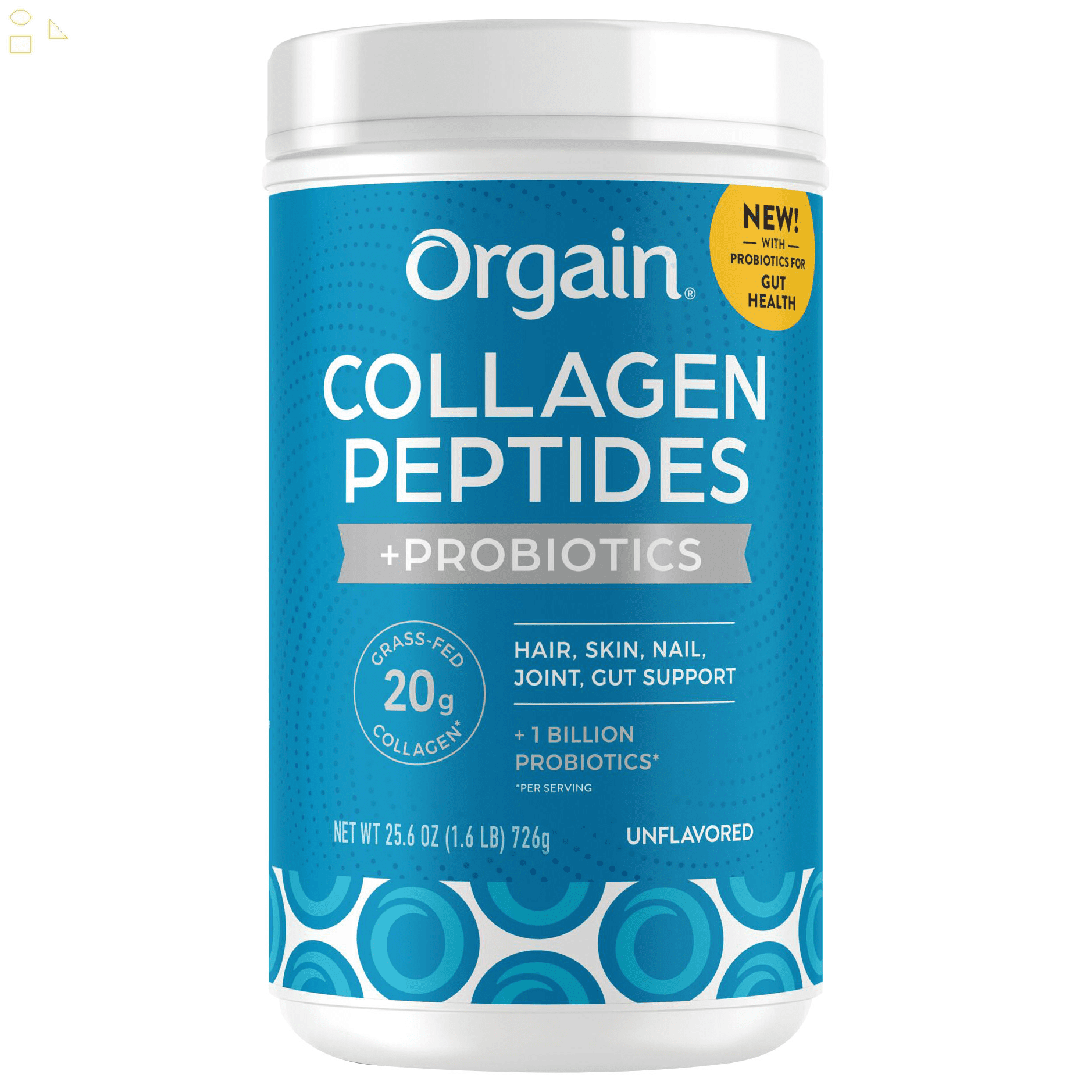 Orgain Collagen Peptides + Probiotics, Unflavored, 1.6 Lbs