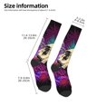 thumbnail image 2 of Xecao Mushrooms and Skull print thigh-high socks, crafted for both men and women with a stretchy, high-opaque design perfect for daily wear, 2 of 6
