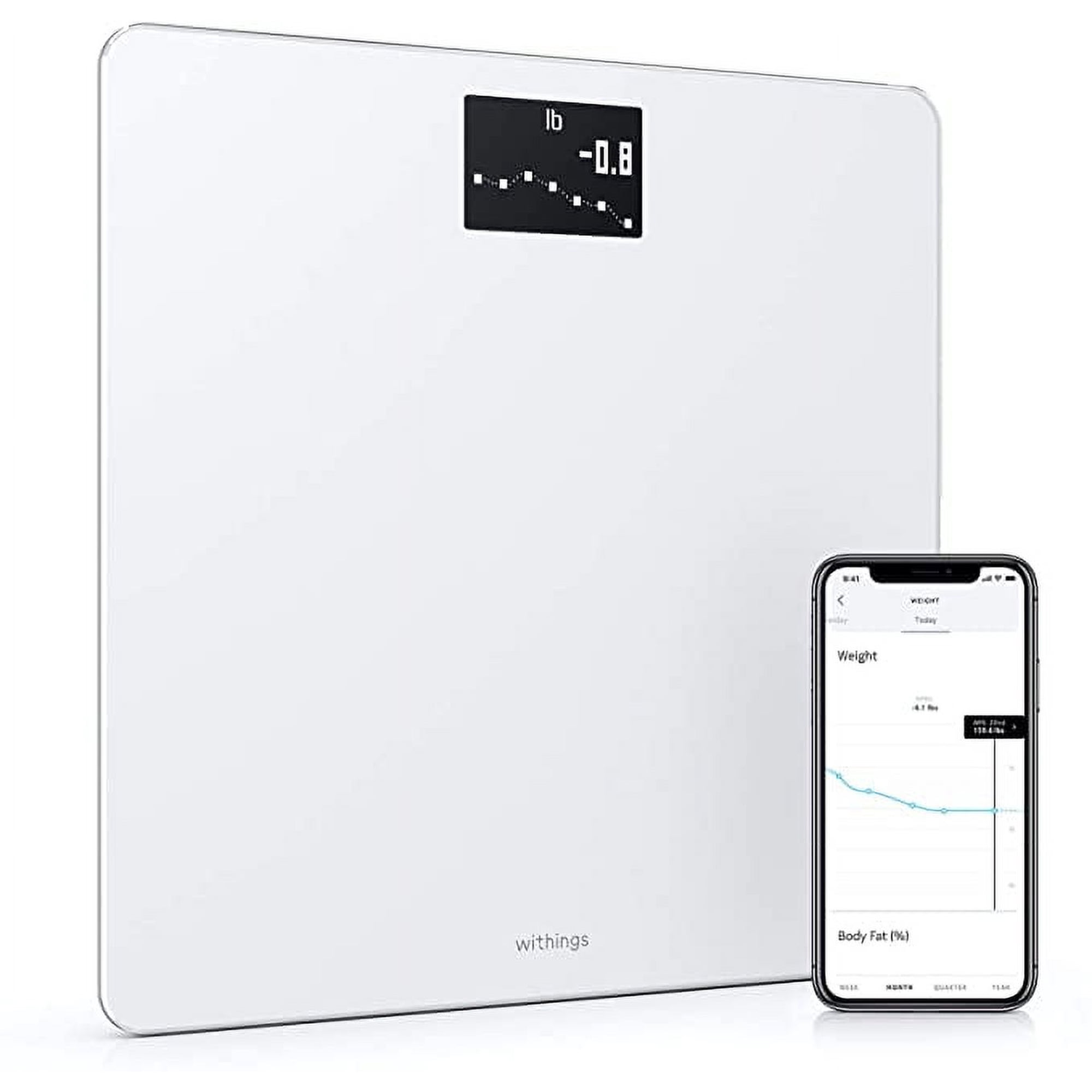WITHINGS Body Wi-Fi Smart Scale BMI Weight Trend & Auto App Sync WHITE