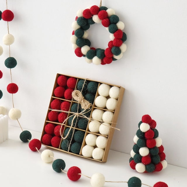 Xihbxyly Bolas de Lana Navideñas, Juego de Decoración Multicolor, Caja de 36 Piezas, Versátil para Árboles de Navidad, Bodas y Fiestas, Fácil de Colgar, Tamaño 7.87 X 7.87 X 1.97 Pulgadas