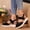 Black, variant on EliteGoogv Womens Wedge Sandals Closed Toe Platform Sandals Flock Upper Woven Bottom Slip On Sandals For Women Large Size Summer Beach Shoes Red US :8
