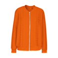 thumbnail image 5 of thefmos Women's Zip Up Long Sleeve Knit Jacket Solid Color Casual Slim Fit Outerwear Fashion Fall Winter Clothes, Orange XL, 5 of 6