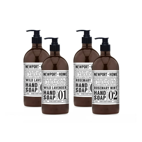 Newport Home Hand Soap, Wild Lavender and Rosemary Mint, 21.5 fl oz, Set of 4, Home and Body Co