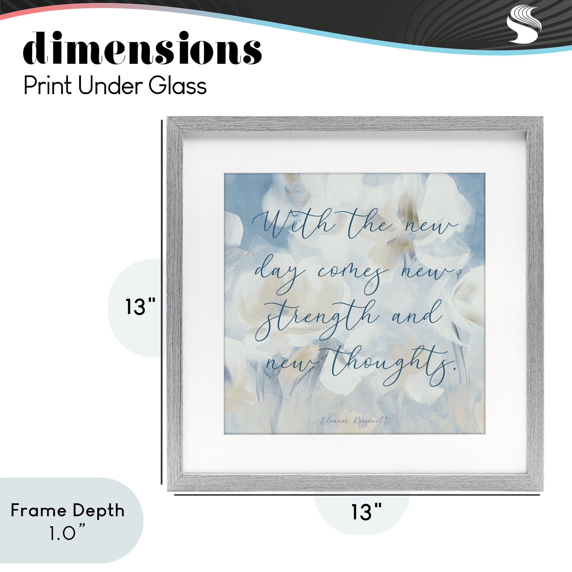 Stupell Industries Strength & New Thoughts Quote Gray Framed Print Under Glass, design by Lanie Loreth