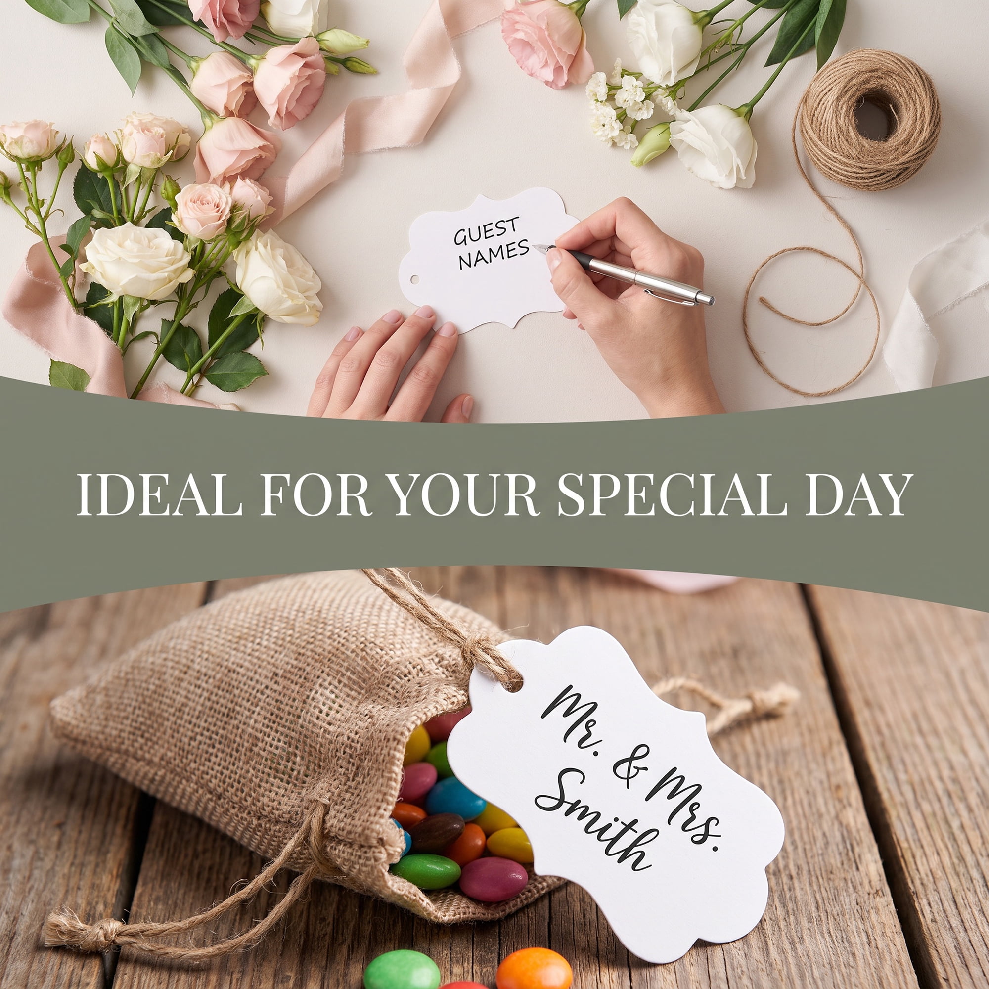 Unique Bargains Gift Tags with Twine for Crafting and Presenting Gifts 1.2" x 2" White
