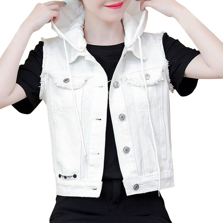 Ovticza Womens Denim Jean Vest Classic Junior Button Up