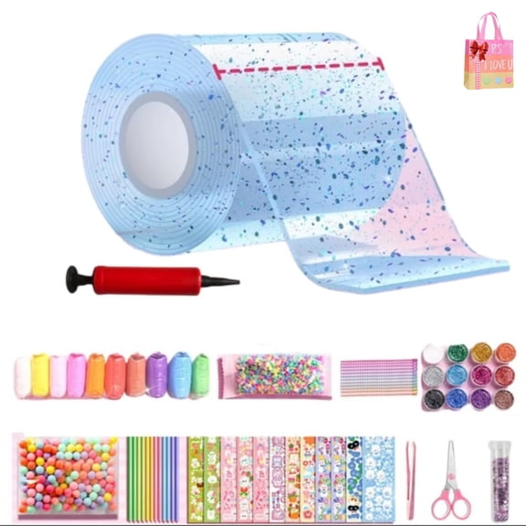 Glitter Bubble Nano Tape Toy Set, Tape Bubble Kit, Elastic Double Sided Craft Set, Stress Ball Making, DIY Craft