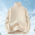 thumbnail image 2 of Comdrip Cable Knit Sweater Women, Women's High Collar Sweater Long Sleeve Knit Sweaters Korean Style Knitted Pullover Turtleneck Sweater Women Beige XL, 2 of 4