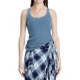 thumbnail image 2 of Max Studio London Womens Striped Cotton Tank Top, Blue, Medium, 2 of 3