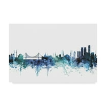 Trademark Fine Art 'Istanbul Turkey Blue Teal Skyline' Canvas Art by Michael Tompsett
