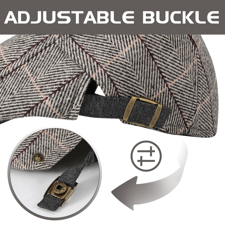 Bocaoying Men's Adjustable Newsboy Caps, 2-Pack Black/Grey photo 7
