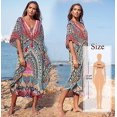 thumbnail image 1 of 2022 caftán marroquí estampado bohemio vestido De verano túnica larga mujer De talla grande ropa De playa traje De baño cubrir bata De Plage, 1 of 1