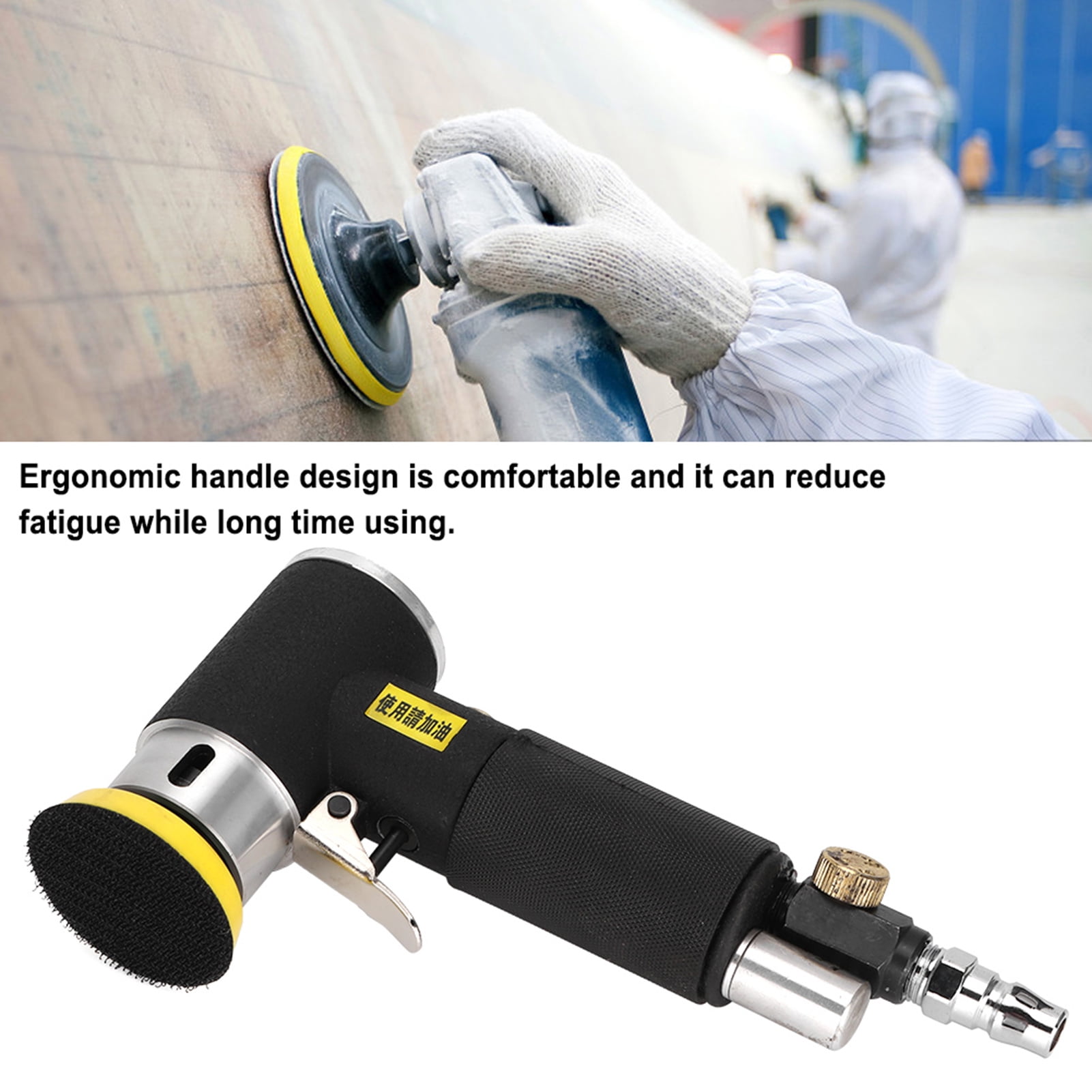 Ergonomic Handle Pneumatic Polishing Machine Two Sanding Pads Air Angle Sander Plastics Paint Polishing Products for Furniture Small Area Hardware Ergonomic Handle Pneumatic Polishing Machine Two Sanding Pads Air Angle Sander Plastics Paint Polishing Products for Furniture Small Area Hardware
