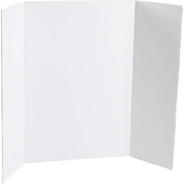 White TriFold Display Board, Corrugated Cardboard, 36 X 48 Inches