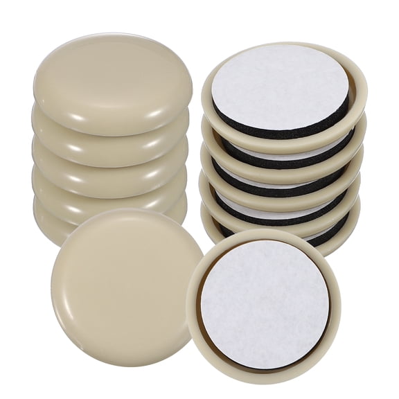Uxcell 12 pack Plastic Furniture Sliders 1.5" Self-Adhesive Round Furniture Leg Protectors, Table Chairs Foot Cups Sliders Reusable Furnishing Movers for Carpet, Beige