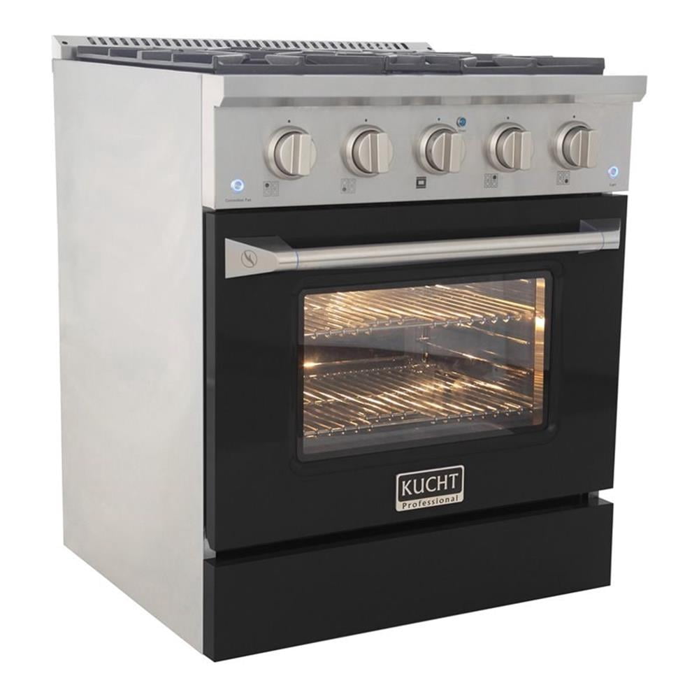Pemberly Row 30" Stainless Steel Natural Gas Range in Black and Silver