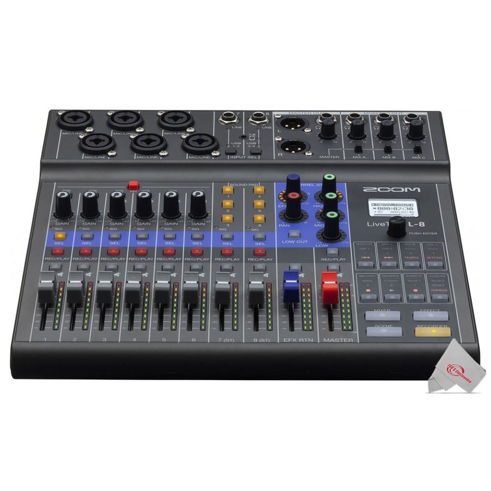 Zoom LiveTrak L-8 Portable Podcast 8-Track Digital Mixer And Multitrack Recorder with Two Pcs Zoom ZDM-1 Podcast Mic Pack Accessory Bundle - image 3 of 5