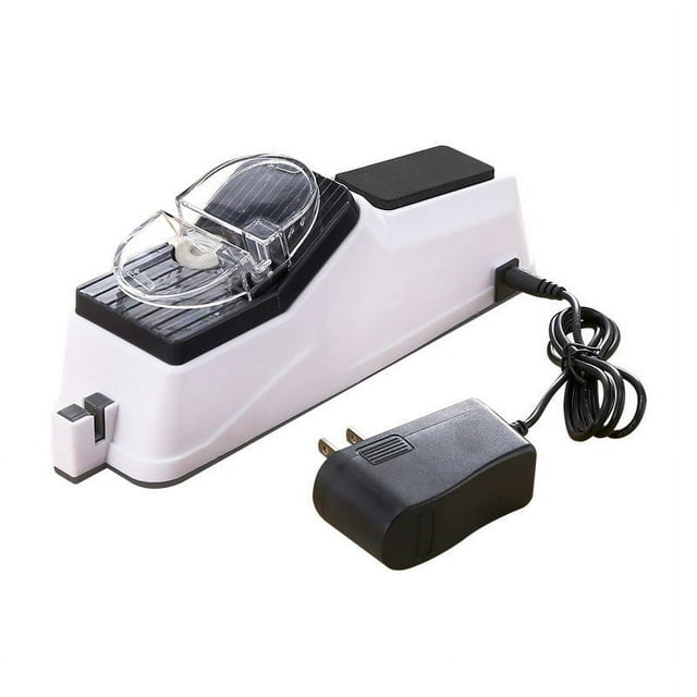 Hiroekza USB Knife Sharpener - Fast 5-Second Sharpening, Portable Hand Sharpening Stone for Kitchen Knives, Scissors & More White