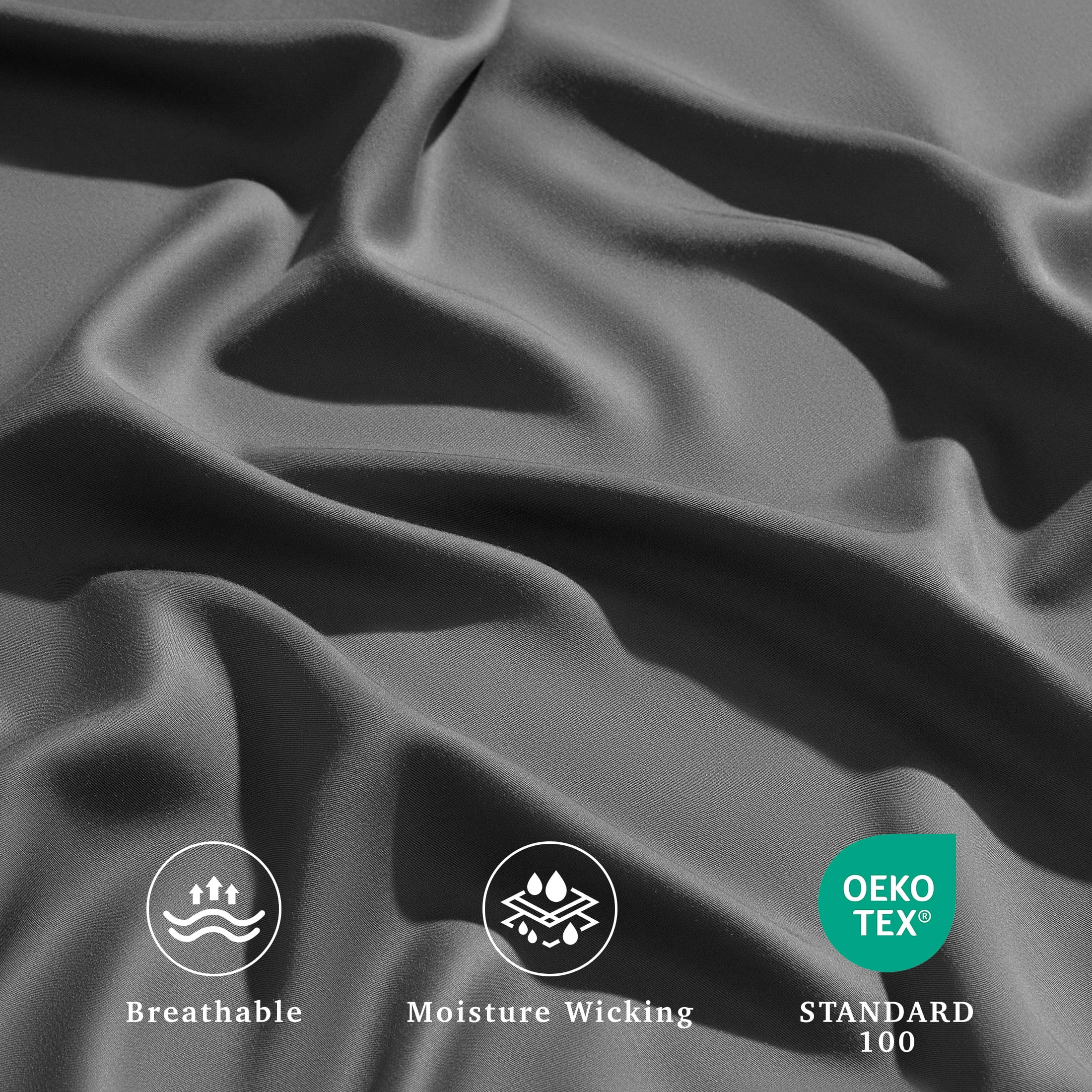AiAngu Bamboo Full Sheet Set, Luxury Soft 4 Pieces Bed Sheets with 18" Deep Pocket, Dark Gray