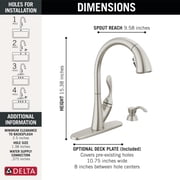 Delta Ashton Single Handle Pull-Down Kitchen Faucet with Soap Dispenser and ShieldSpray Technology - Stainless