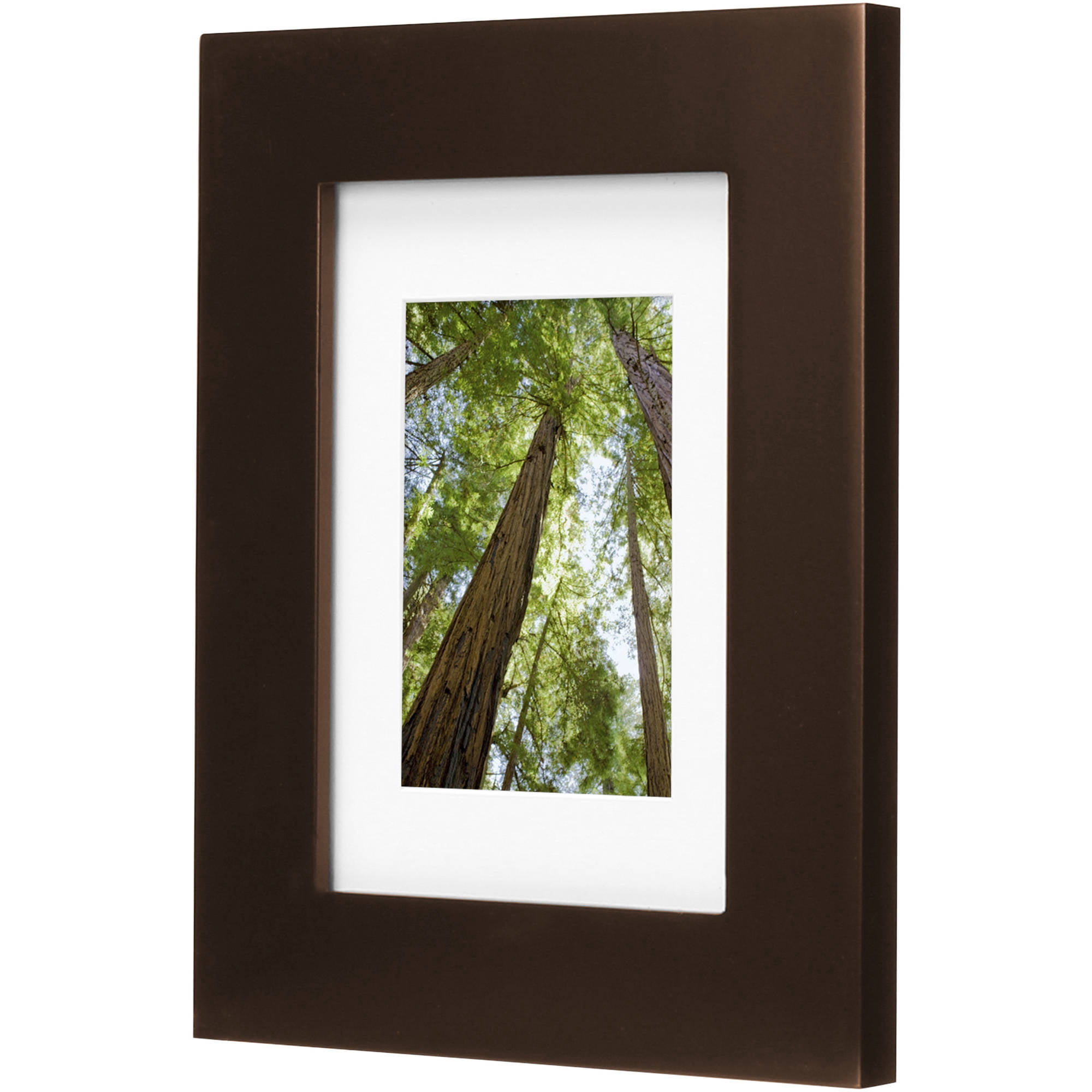 Mainstays Museum 5x7 Matted to 3.5x5 Flat Wide Gallery Tabletop Picture Frame, Mahogany, Set of 4