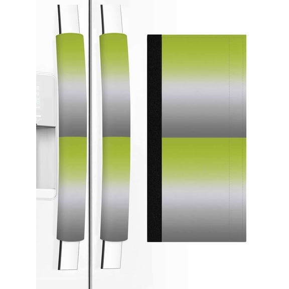 Green Gray Ombre Refrigerator Door Handle Covers Set of 2, Modern Gradient Abstract Art Kitchen Fridge Microwave Oven Dishwasher Stove Cabinet Handle Protectors, Washable Appliance Decor