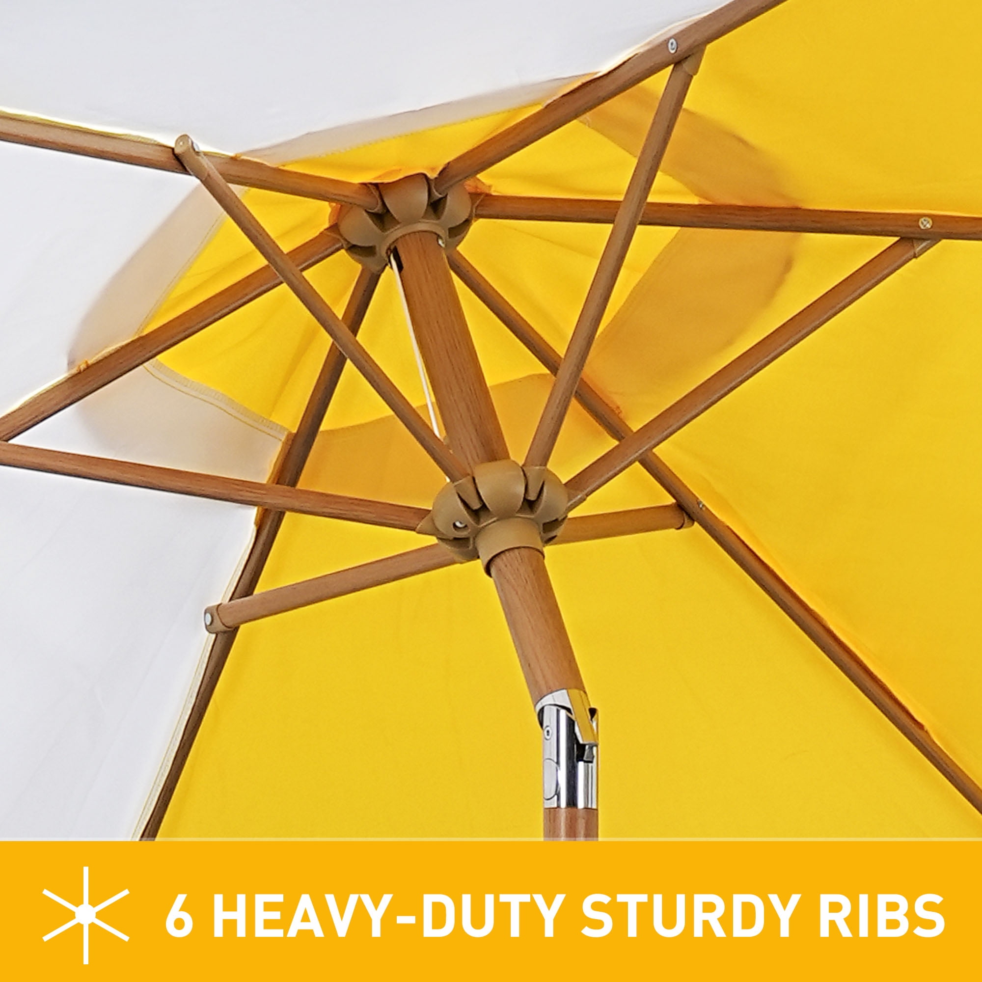 Autlaycil 7.5ft Yellow and White Patio Umbrella with Button Tilt UV Protection for Beach, Pool, Garden, Yard