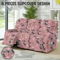 thumbnail image 3 of ZIATUBLES Recliner Chair Cover 8 PCS Stretch Reclining Couch Covers for 3 Cushion Reclining Sofa with Storage Pockets Soft Fitted Furniture Protector for Living Room, Schnauzer Paw Pink, 3 of 9