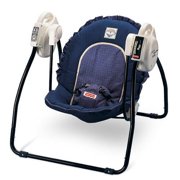 Fisher-Price Open-Top Take-Along Swing, Navy Bear Plaid
