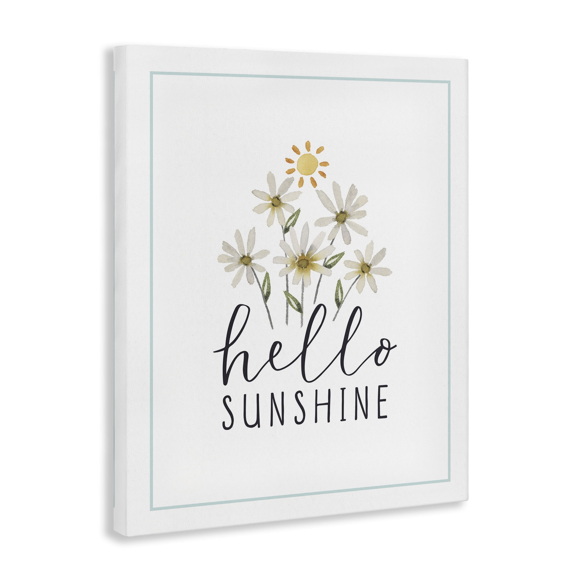 Stupell Industries Hello Sunshine with Daisies Botanical & Floral Painting Gallery Wrapped Canvas Art Print Wall Art, 30 x 40