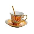 thumbnail image 4 of Juego de taza de café de cerámica con platillo, taza de capuchino, delicada porcelana esmaltada de 7 oz Flor, 4 of 9