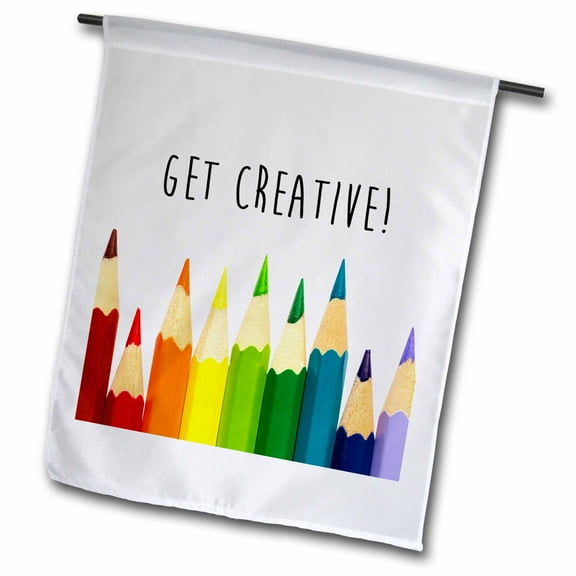 3dRose, Get Creative color pencils, 12 x 18 inch Garden Flag