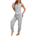 thumbnail image 4 of INSPIRE CHIC Women's Pajamas Loungewear Knit Sleeveless V Neck Tank Tops with Pants Pajamas Set XS Grey, 4 of 6