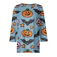 thumbnail image 4 of Halloween Shirts for Women 3/4 Sleeve Casual Tunic Tops Funny Bat,Ghost,Pumpkin Printed Costume Holiday Blouses Dark Blue M, 4 of 5