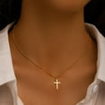 thumbnail image 4 of 925 Sterling Silver Cross Choker Necklace for Women Teens Simple Cross Pendant Necklace Chain Minimalist, 4 of 10