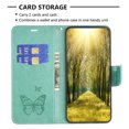 thumbnail image 4 of Wallet Case for iPhone 16, Butterflies Pattern PU Leather Card Holder Magnetic Clasp Phone Cover with Flip Kickstand Silicone Shockproof Protective Case for iPhone 16, Green, 4 of 6