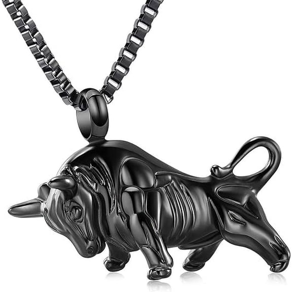 Highland Cow Urn Necklace for Ashes Pendant Stainless Steel Taurus Zodiac Keepsake Holder Ashes for Pet Human Memorial Cremation Jewlery