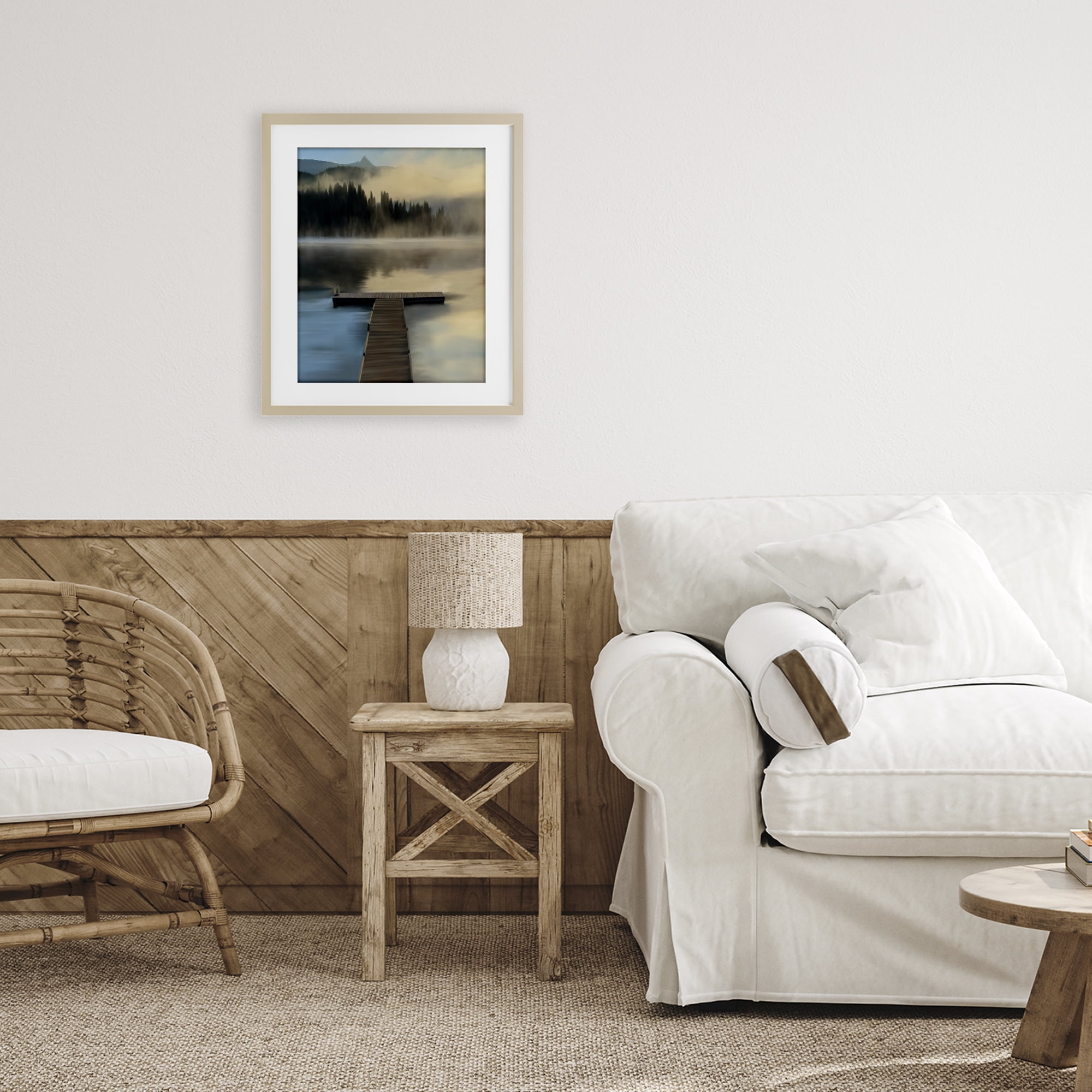 Stupell Industries Reflective Lake At Dusk Birch Framed Print Under Glass, design by Renel Peters
