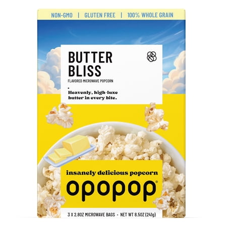 Opopop Microwave Popcorn Butter Bliss Flavor 2.8oz/3ct