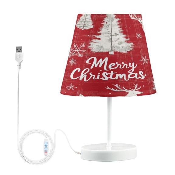 BZSMCE Table Lamp Creative Red Plaid Pattern with Reindeer Simple Pattern Night Light