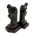 thumbnail image 2 of Bey-Berk International R18T Cast Metal Thinker Bookends with Bronzed Finish on Wood Base, Black, 2 of 3