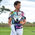 thumbnail image 3 of Honeii Cool Colorful Wolf print Polo Shirt, a classic short-sleeved, button-down golf shirt designed for men4X-Large, 3 of 6