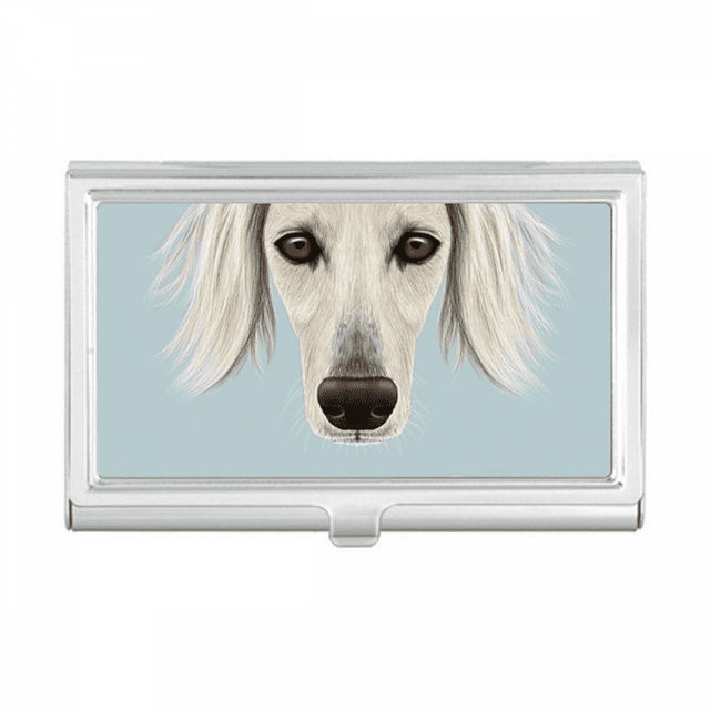 Long Face White Saluki Dog Pet Animal Business Card Holder Case Pocket Box Wallet