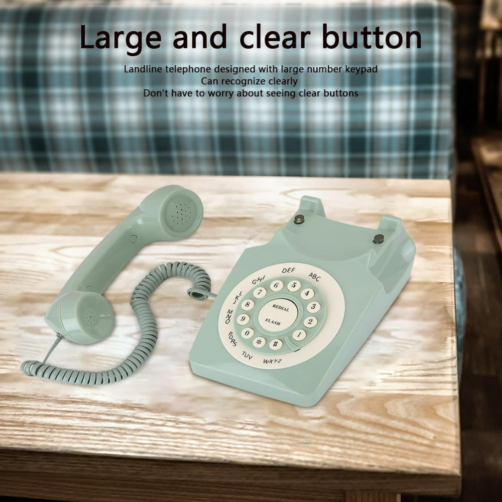 Lyumo Landline Phone With Cord, Antique European Vintage Rural Style Landline Phone Green, High ...