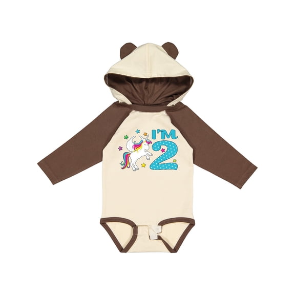 Inktastic I'm Two Unicorn Second Birthday Boys or Girls Long Sleeve Baby Bodysuit