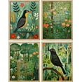 thumbnail image 2 of PixonSign Framed Wall Art Birds & Lush Botanicals Vibrant Jungle & Garden Posters, Set of 4 Spring Landscape Canvas Prints, Classic Vintage Multicolor Nature Wall Décor for Home - 12"x16" Natural, 2 of 5