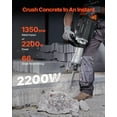 thumbnail image 2 of VEVOR Demolition Jack Hammer, 1350 BPM Concrete Breaker 6pcs Chisels Bit Chipping with Case, 2200W Electric Jackhammer Heavy Duty, Black, 2 of 9