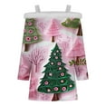 thumbnail image 5 of QIUOMBBP Womens Christmas Cold Shoulder Tops Long Sleeve Oversized Fleece Neck T-Shirt Cute Xmas Print Tunic Pullover, Pink, XXL, 5 of 6