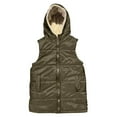 thumbnail image 7 of ZHOUCHANKIDS Women Long Puffer Vest: Fall Zip up Reversible Jacket Winter Warm Sleeveless Hooded Coat with Pockets Army Green S, 7 of 7
