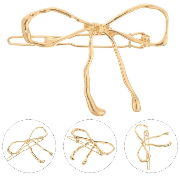 OUNONA 2pcs Cute Hair Bows Clip with Bow Design for Decor Golden Copper Material Lightweight